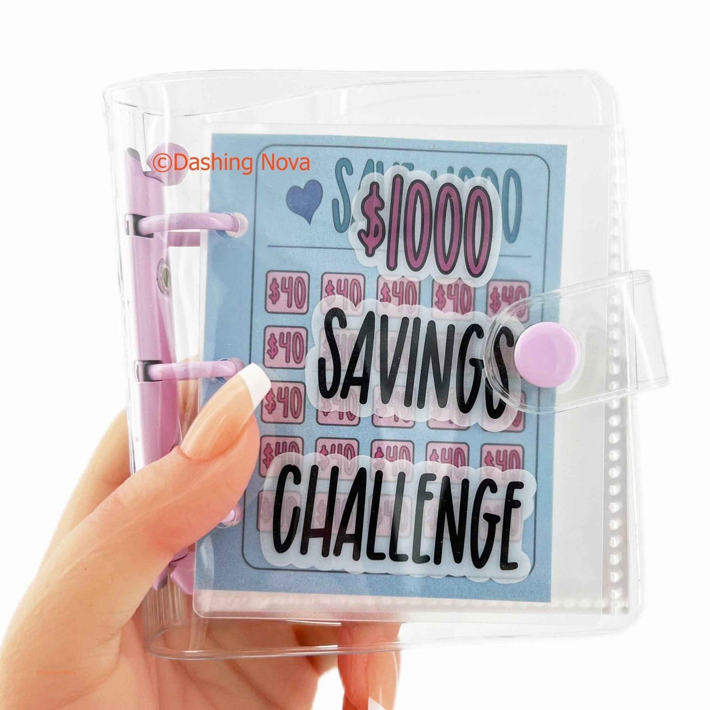 1000 Dollar Savings Challenge Book 3-Ring Binder Clear Cover PVC Money Organizer Budget Planner Cash Stuffing System