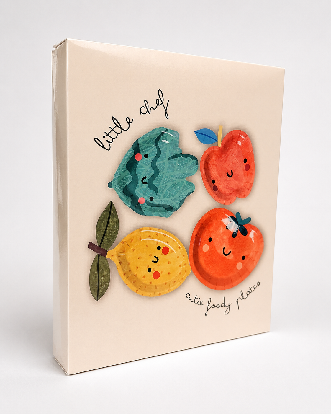 Little Chef Dessert Party Plates (x12) | Kids Cooking & Baking Birthday Party Supplies | Fruit Veggie Shaped Paper Plates