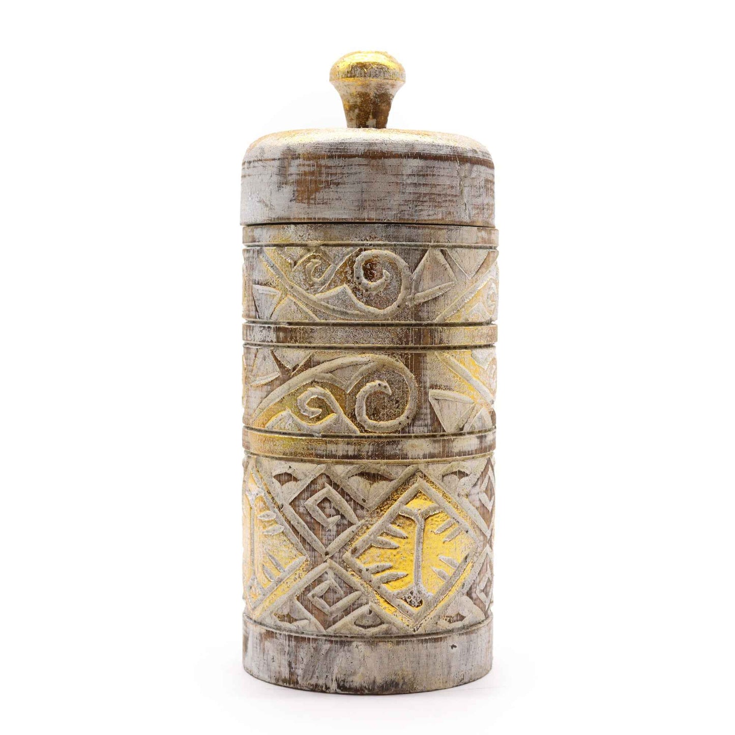 Handcrafted White & Gold Trinket Jar – Elegant Decor Accent