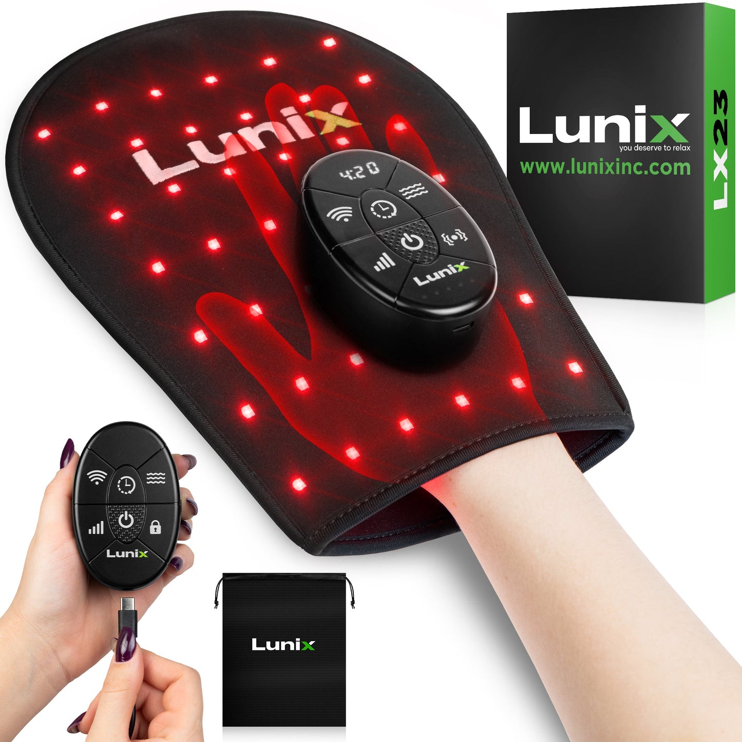 LX23 Red Light Therapy for Hand, Charcoal Black