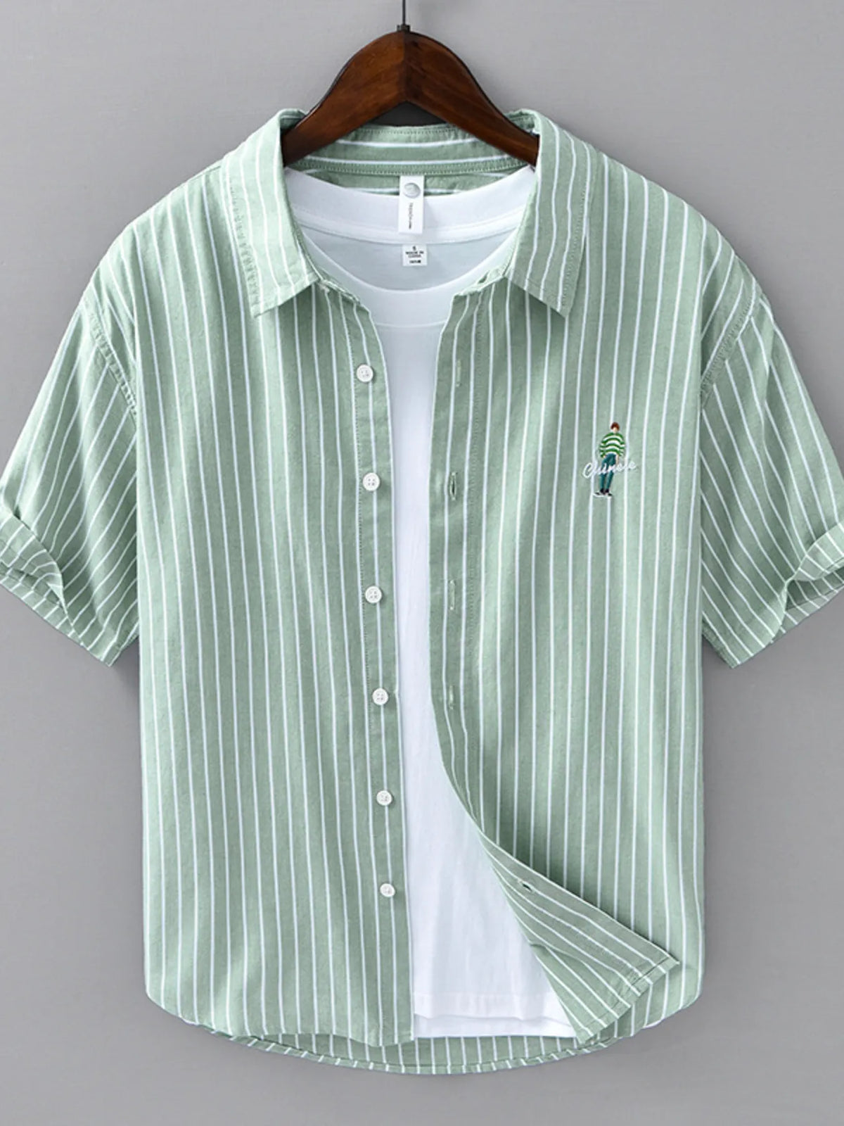 Men's Plus Size Striped Button Up Long Sleeve Shirt