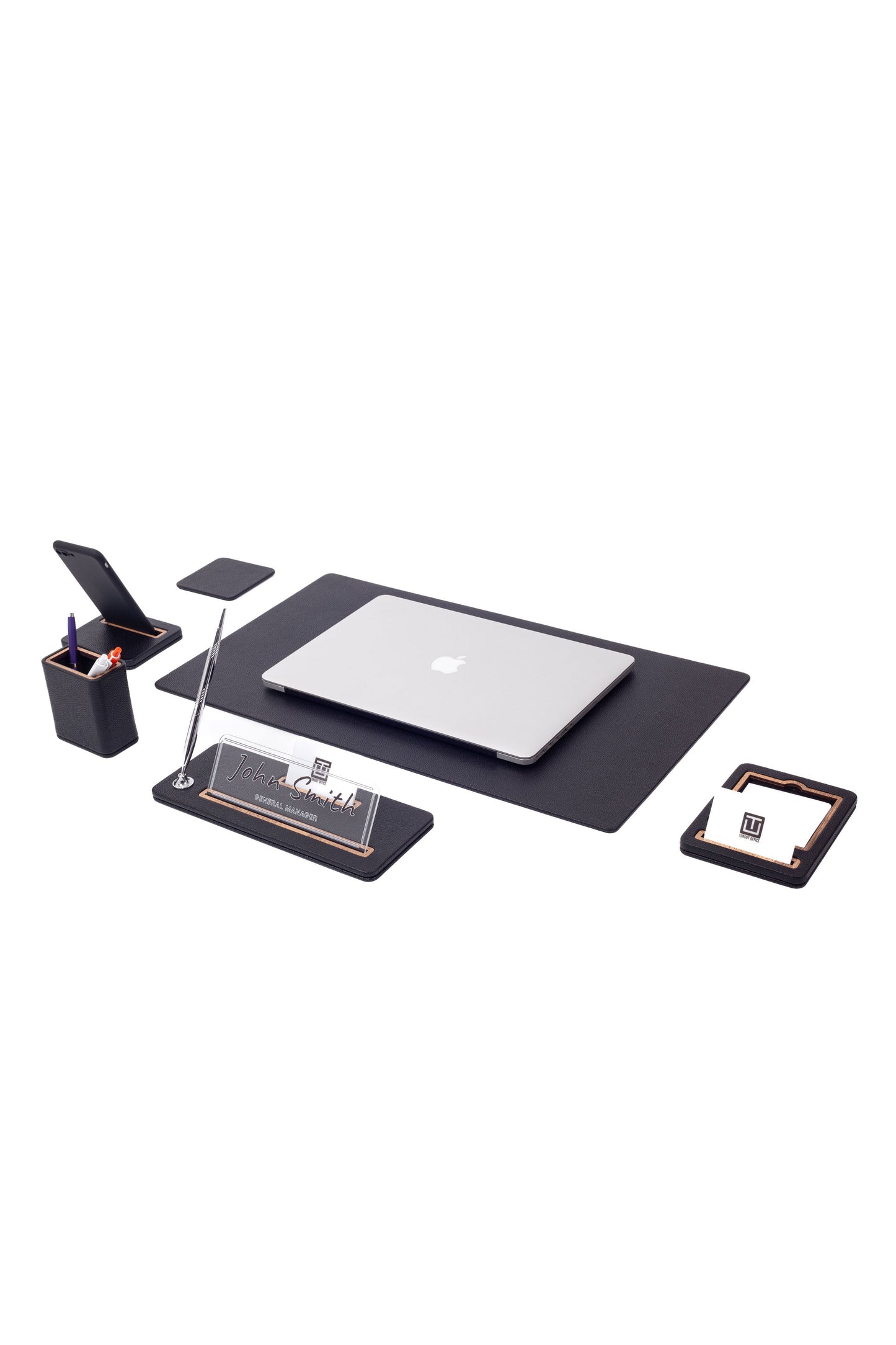 Cavalli Leather Desk Set 6 Pieces Desk with Nameplate