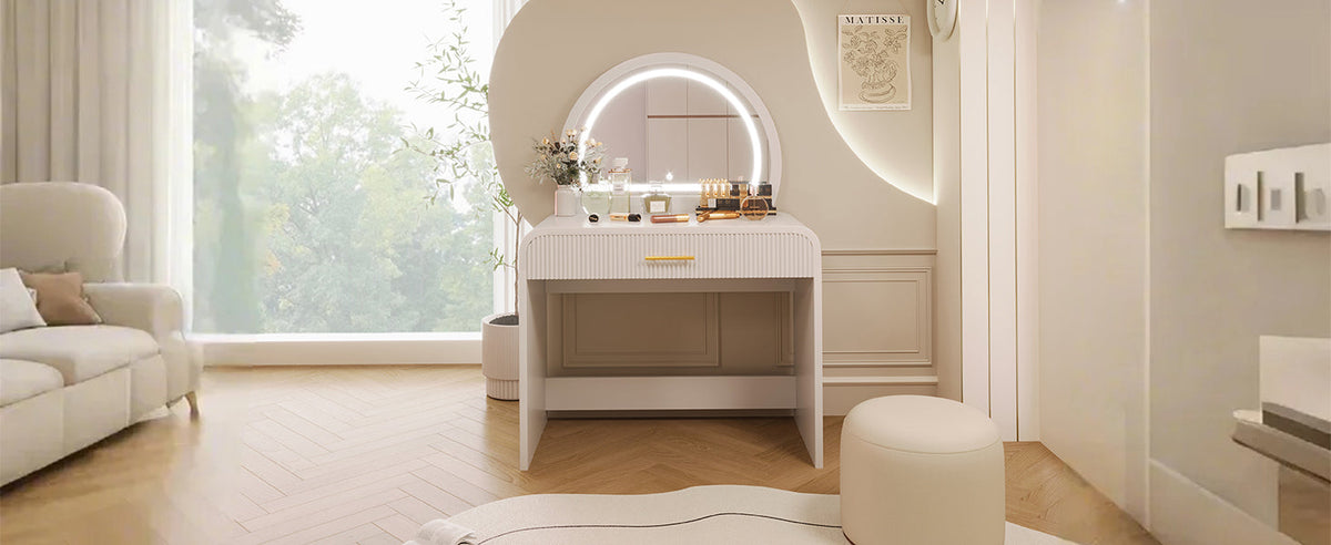 39" Makeup Vanity Table with Mirror Touch Screen Lighted Mirror