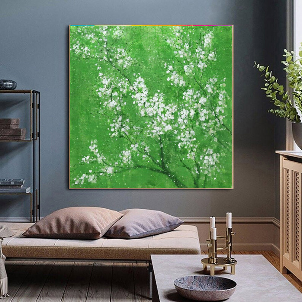 Handmade Oil Painting on Canvas – Gentle Peach Blossoms (Frameless, Unstretched)