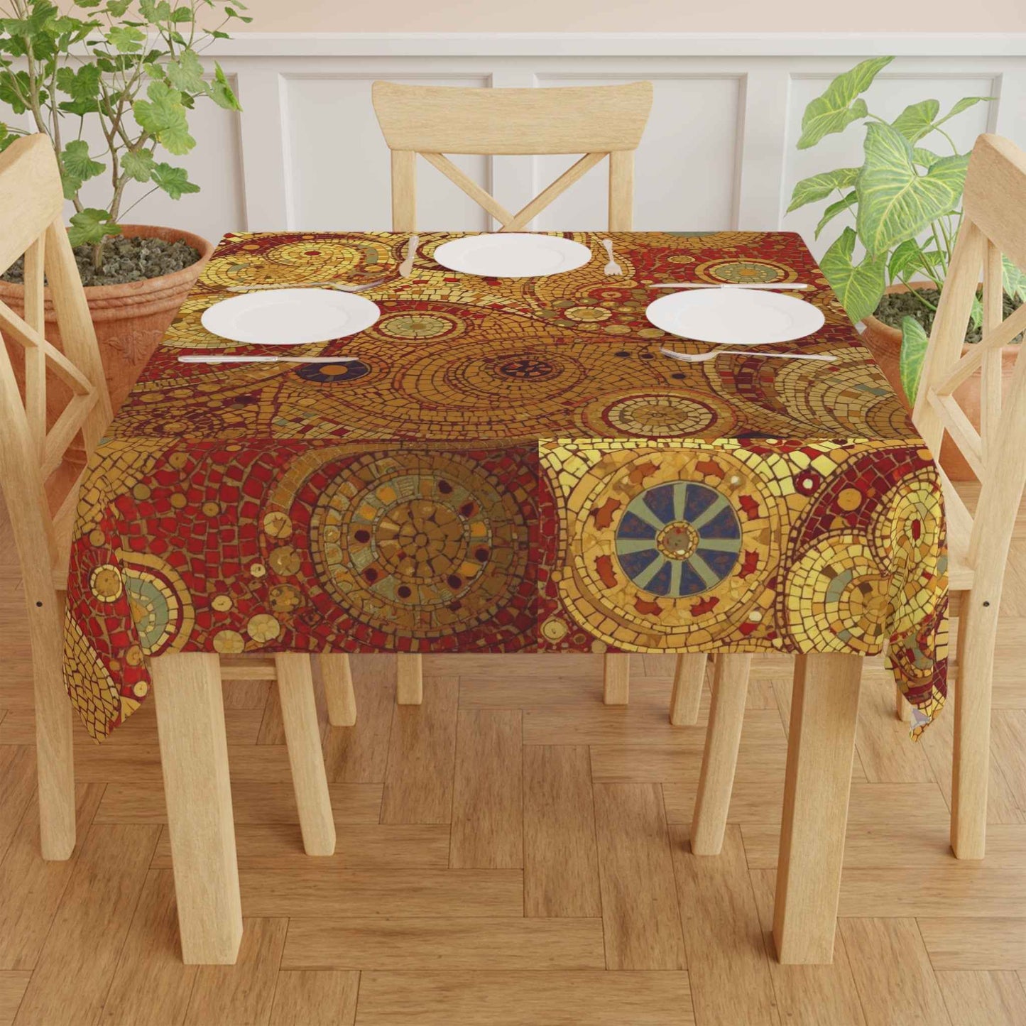 Bohemian Mosaic Tablecloth – Colorful Durable Holiday Dining Accent