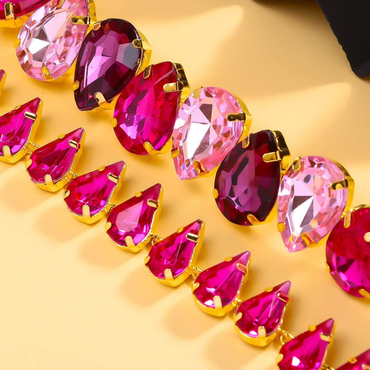 Double‑Layer Drop Necklace with Rhinestones – Gold or Silver