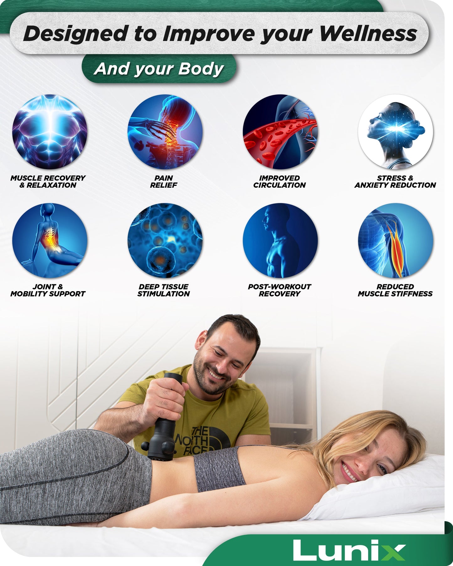 LX28 Deep Tissue Massage Gun Massager, Charcoal Black