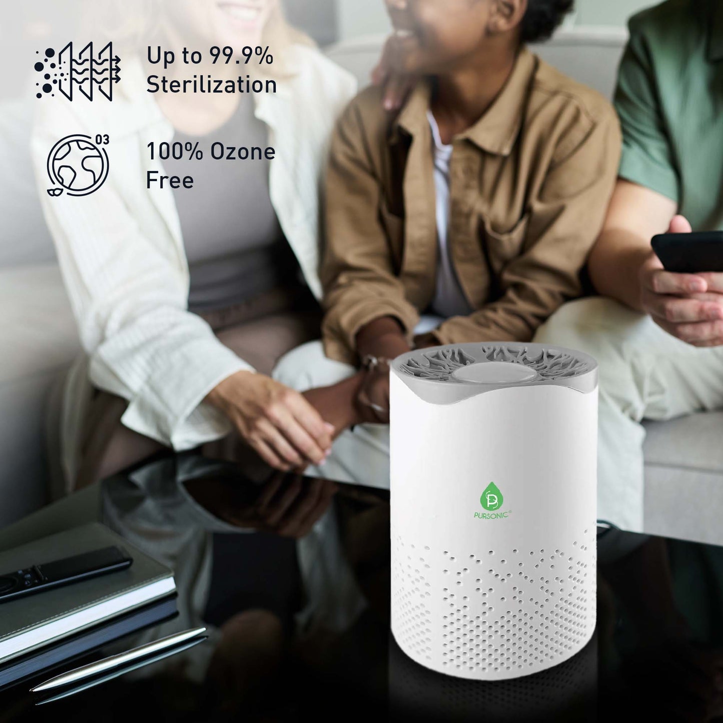 Pursonic Clean Air & Relaxation Bundle – Includes USB Powered True HEPA Air Purifier + 10 Handmade Organic Bath Bombs