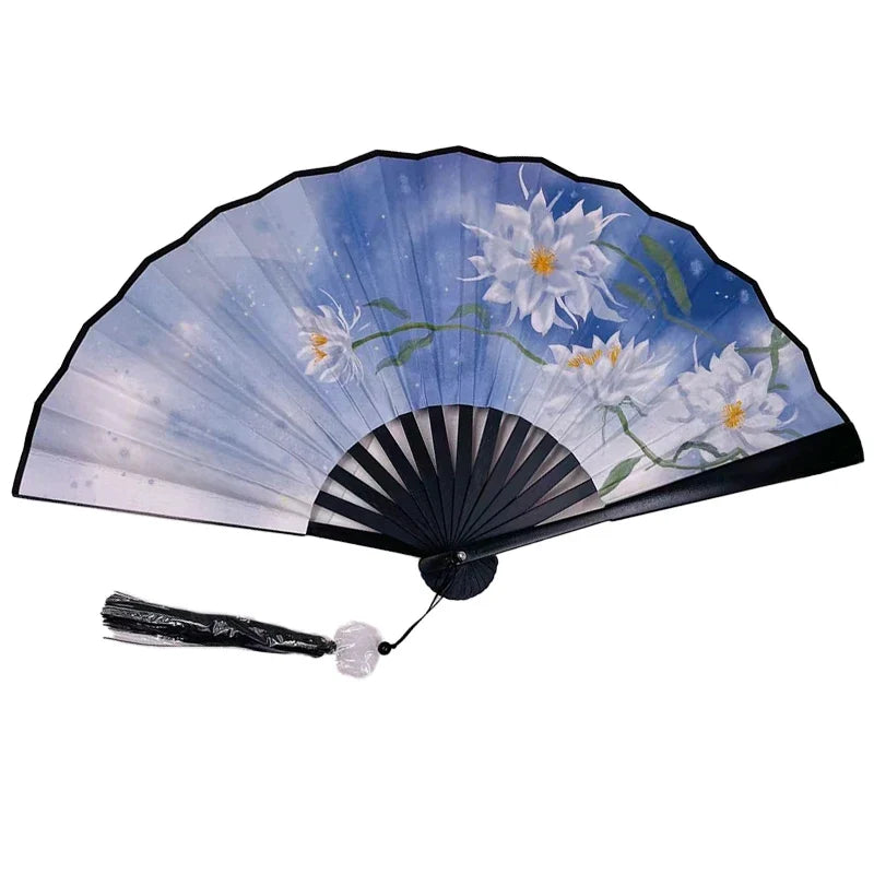 With Tassel Art Craft Style Foldable Hand Fan Portable Folding Fan Wedding Party Photo Props Guest Gifts Home Decor Craft