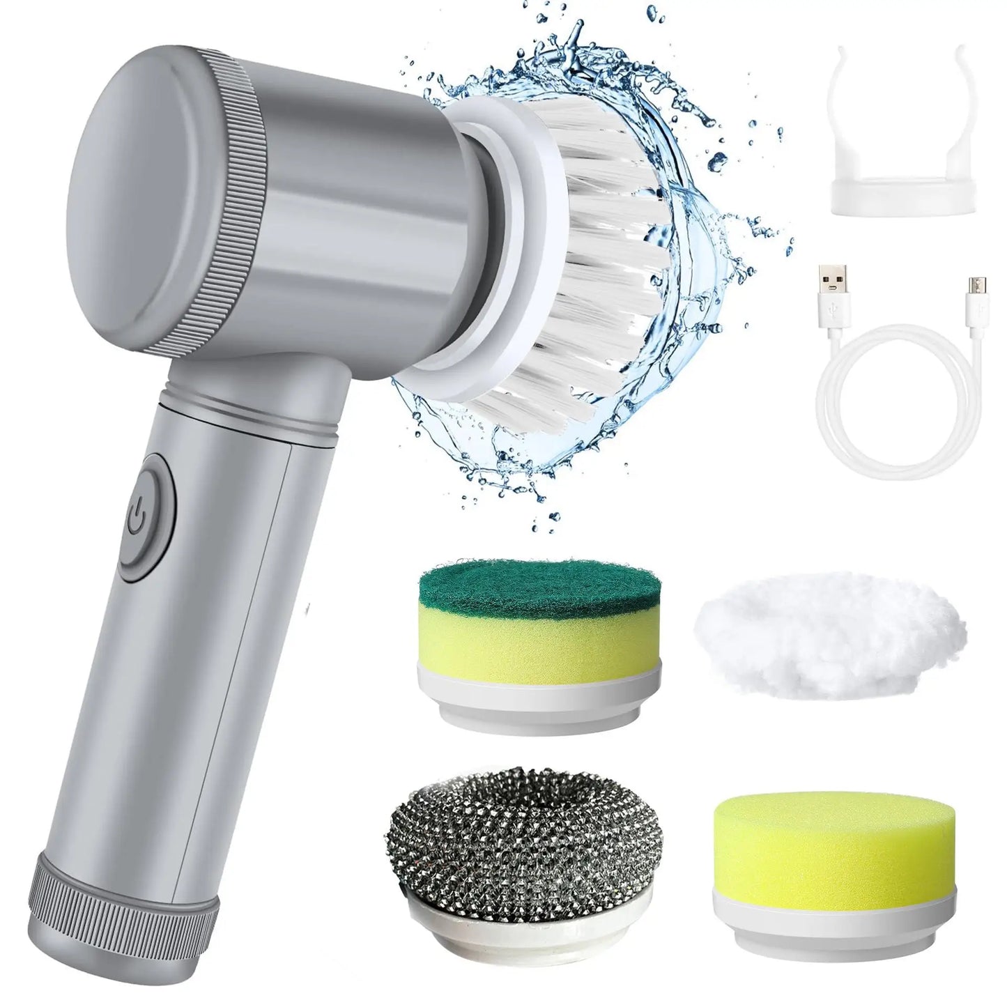 š§½ Rechargeable Electric Cleaning Brush ā Cordless Spin Scrubber with Replaceable Brush Heads for Bathroom, Kitchen, and Multi-Surface Cleaning