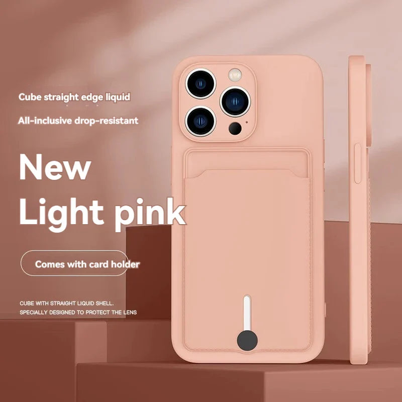 mobile phone case card slot for iphone 16 15 14 13 12 11 pro max mini plus silicone soft tpu Credit card bag cover case