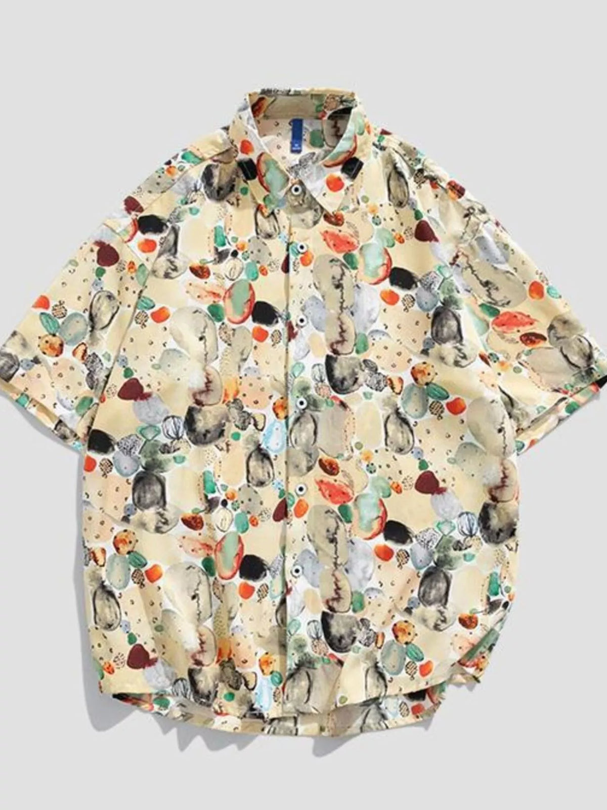 Men's Plus Size Tropical Print Short Sleeve Button-Up Shirt