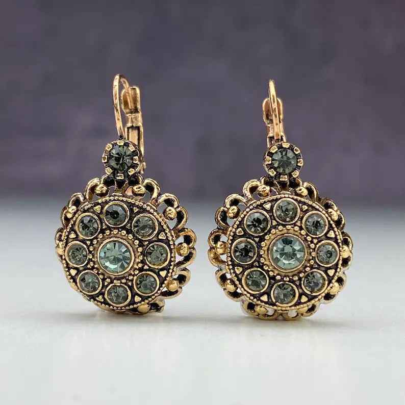 Peacock Kimono Cardigan And Gold Plated Geometric Gemstone Earrings Bundle