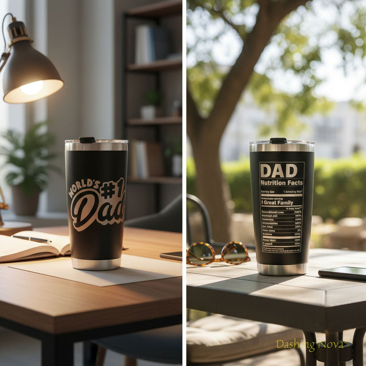 Personalized Best Dad Ever Nutrition Facts Tumbler 20oz Stainless Steel Coffee Cup