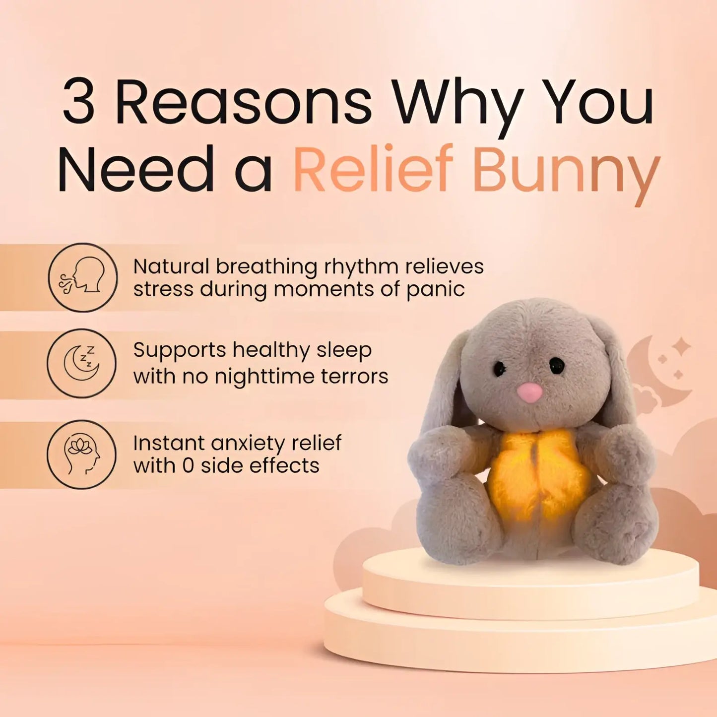 Breathing Rabbit Soothing Sensory Plush Baby Toy