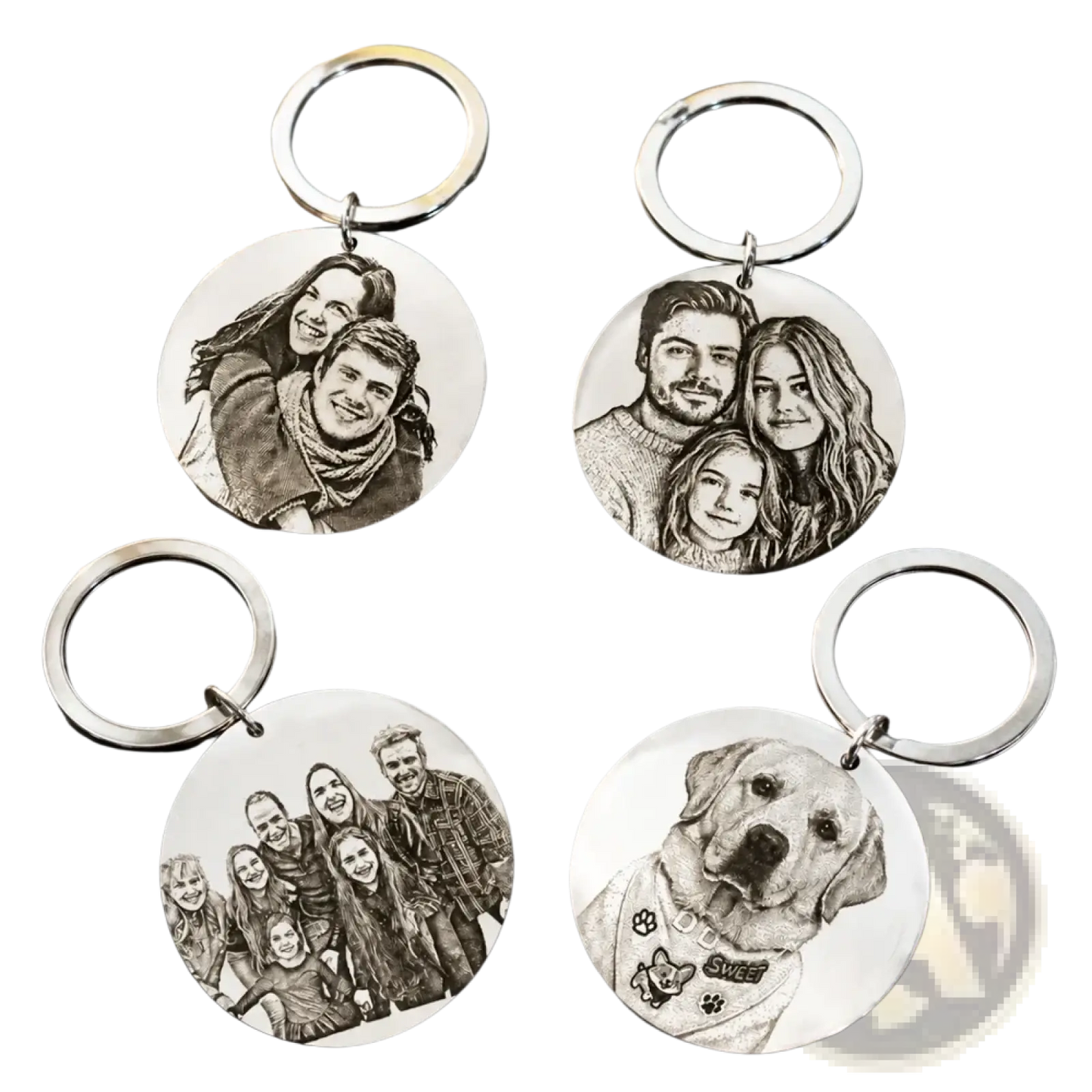 Custom Photo Keychain Stainless Steel Round Pendant