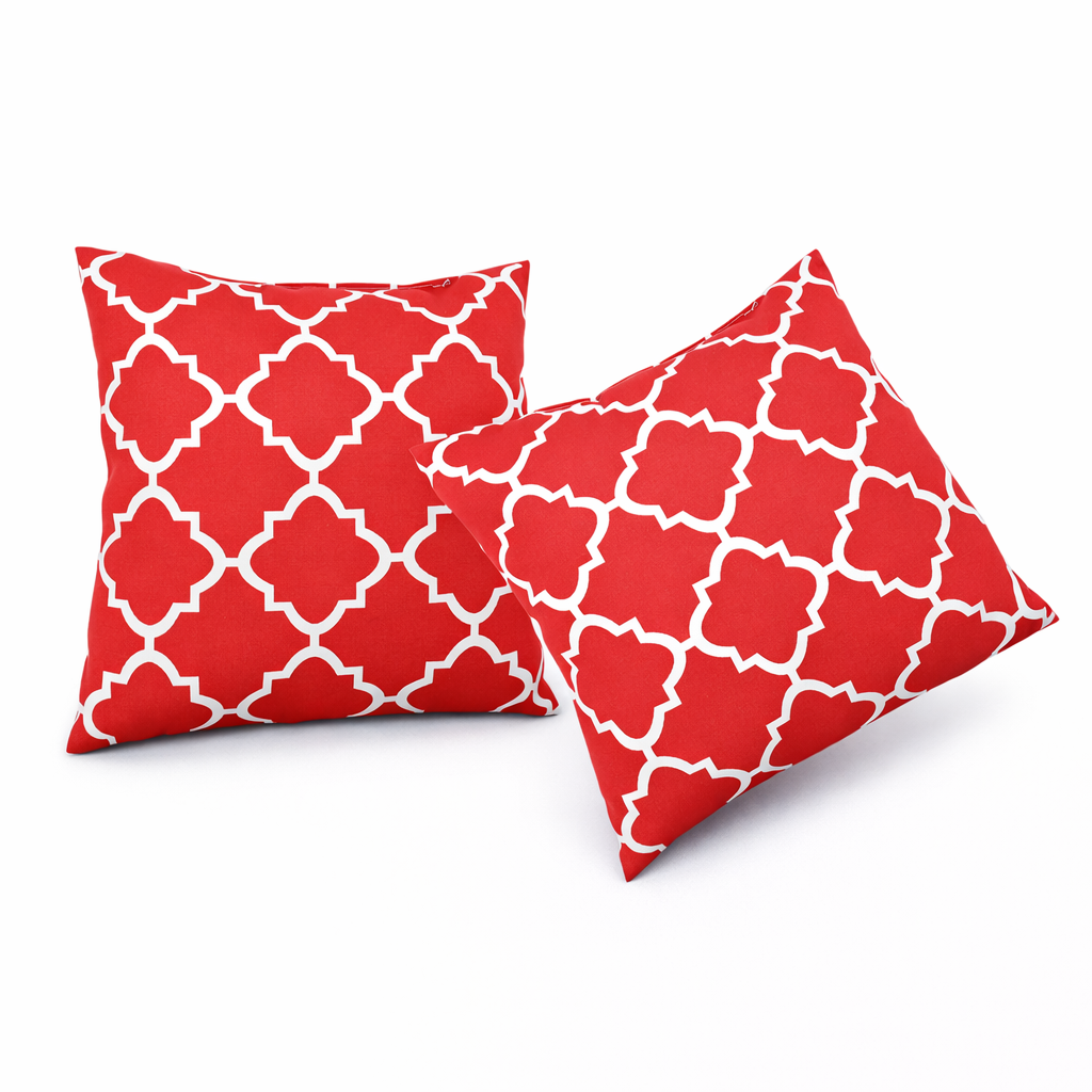 6 Pack Outdoor Pillow Covers - 18x18 Inch Red Trellis