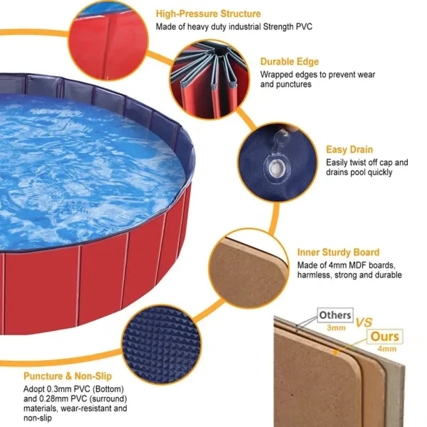 Foldable Pet Swimming Pool Pvc Dog Bathing Tub 63 Inch