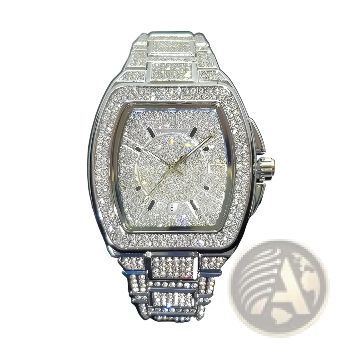 Gold Iced out Square Diamond Mens Watch Luxury Quartz