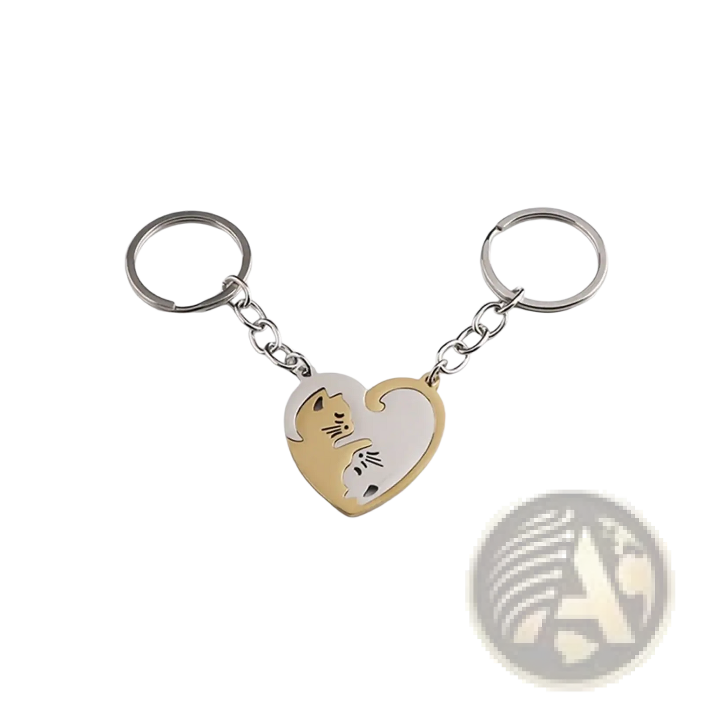 Interlocking Cat Couple Keychain Set