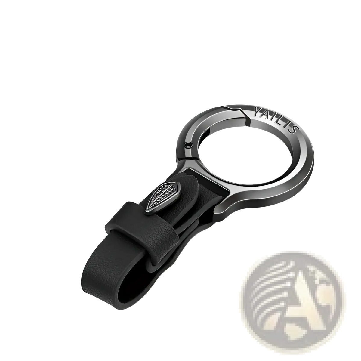 Leather Car Keychain with Leaf Charm