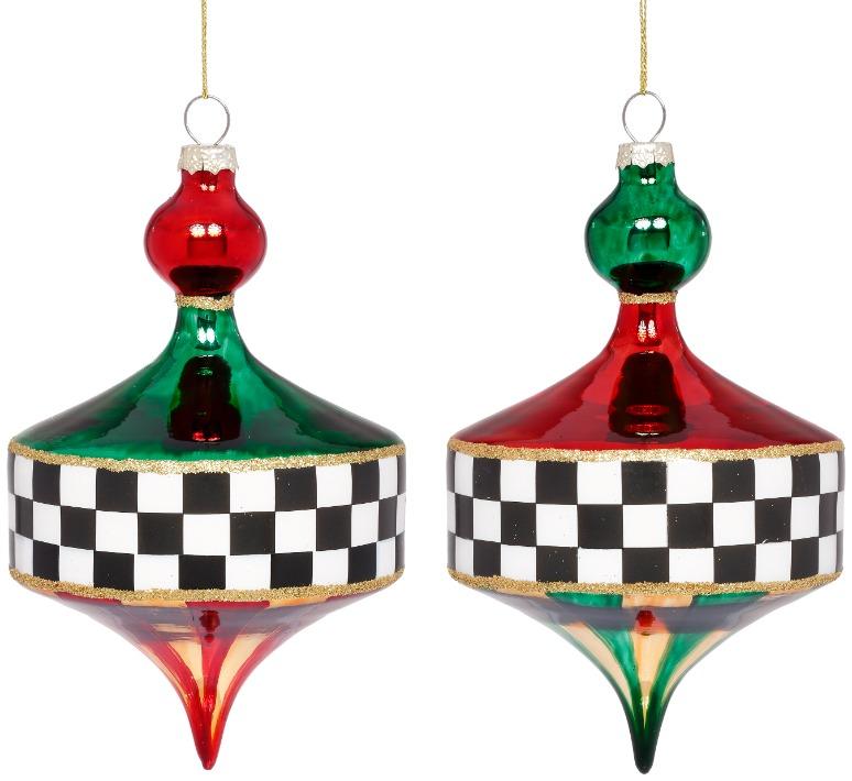 Mark Roberts Diamond Check Finial Ornament