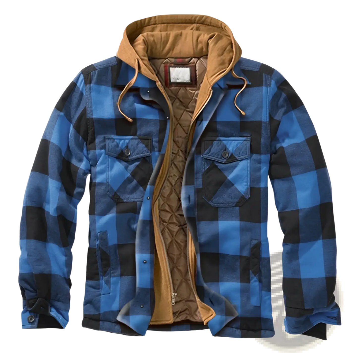 Men Quilted Plaid Hooded Jacket