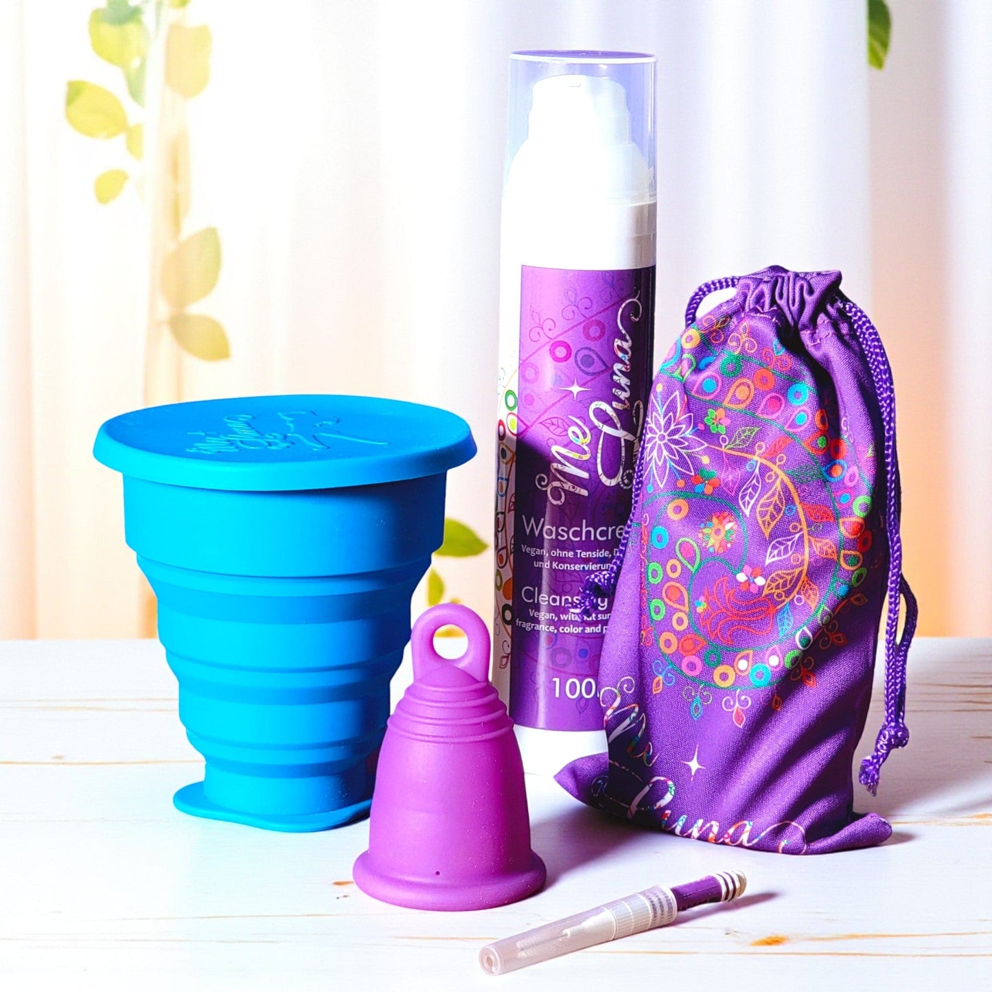 Menstrual Cup Starter Kit by MeLuna- Microwave Sterilizer PURPLE Cup