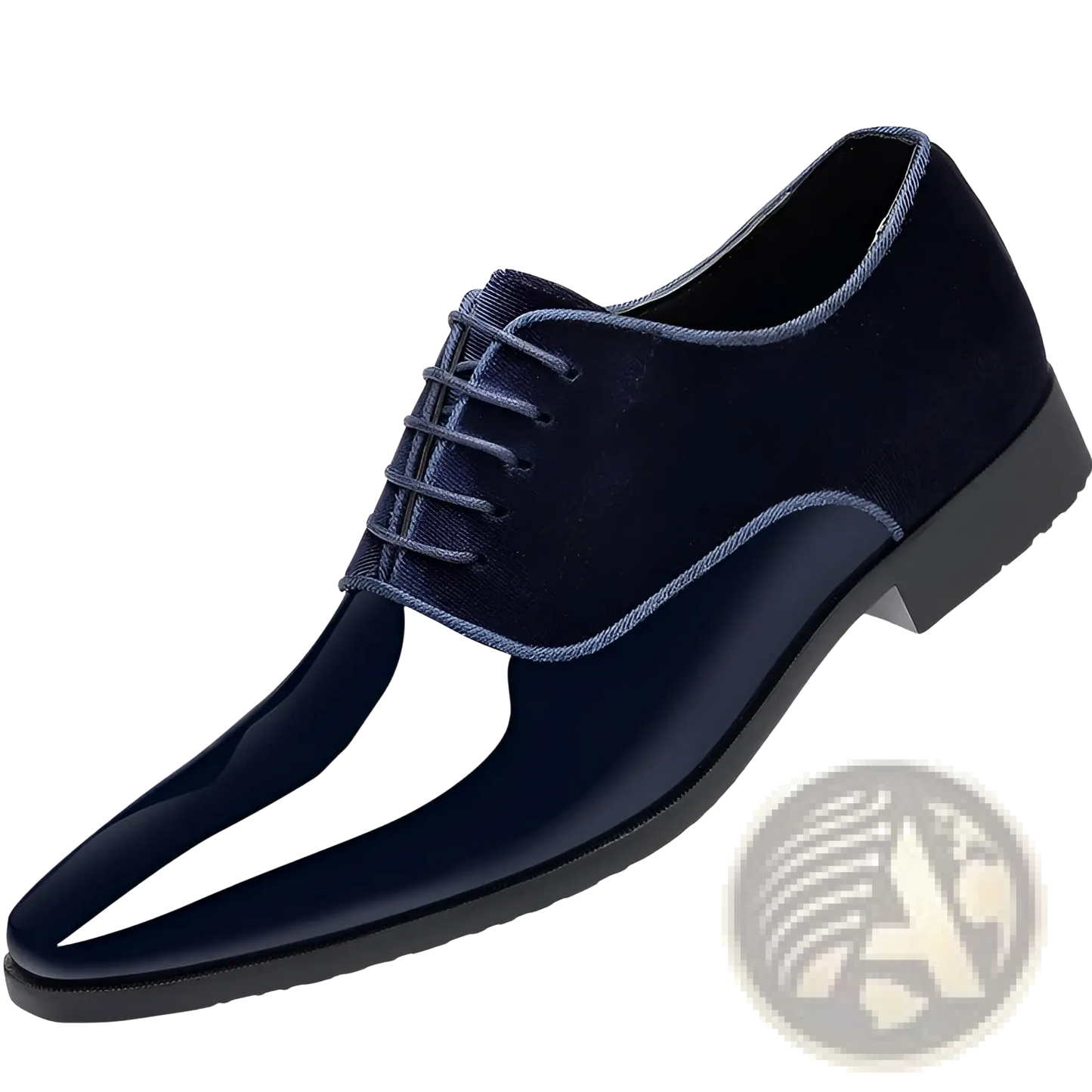 Navy Two Tone Velvet and Patent Leather Oxford Shoes