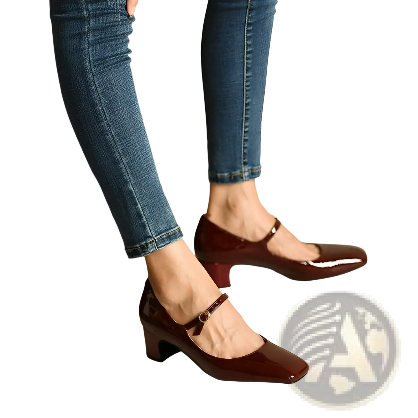 Patent Leather Mary Jane Block Heel Square Toe Shoes