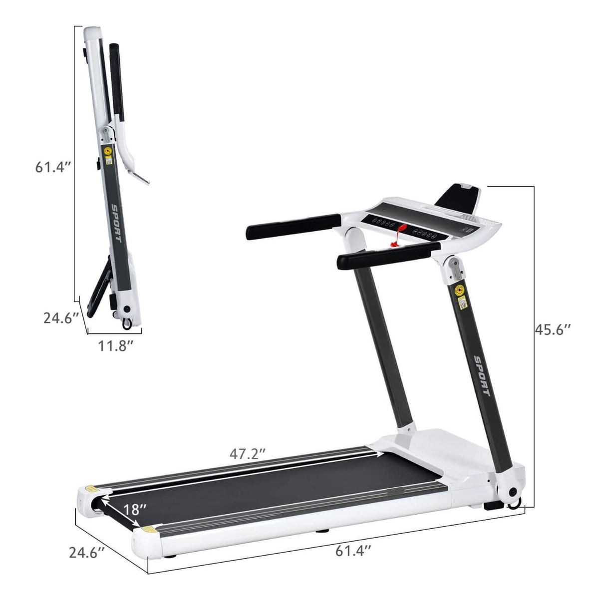 Portable Compact Home Cardio Fitness Treadmill With 3.5HP Electric Motor & Bluetooth Speakers (SAK32416)