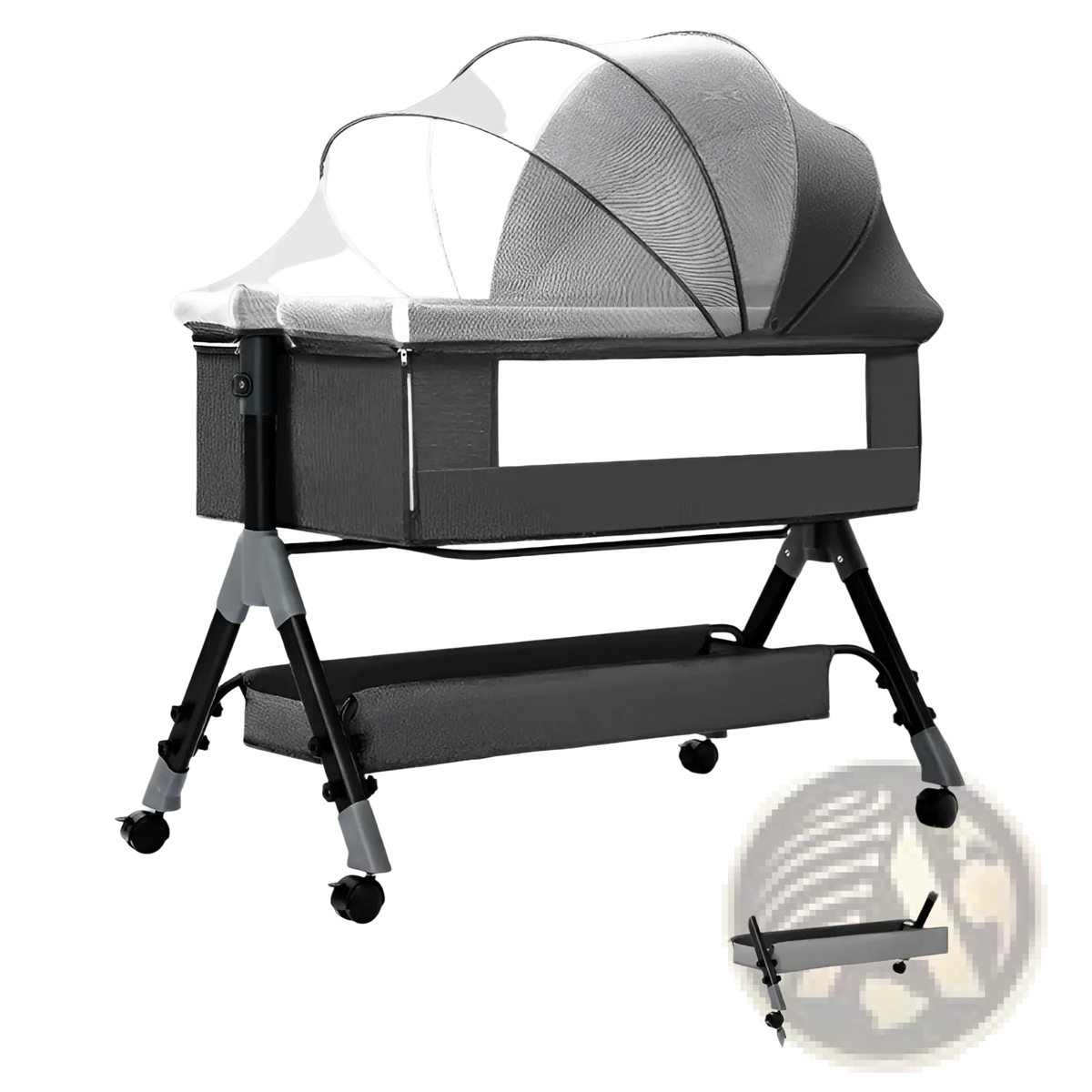 Portable Folding Baby Crib with Mosquito Net and Mattress