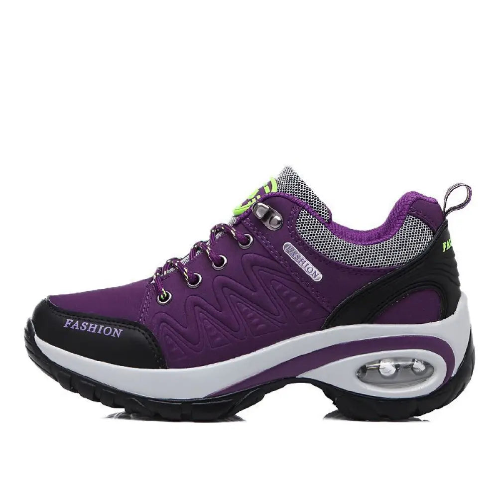 Women's Purple and Black Air Cushion Athletic Hiking Shoes