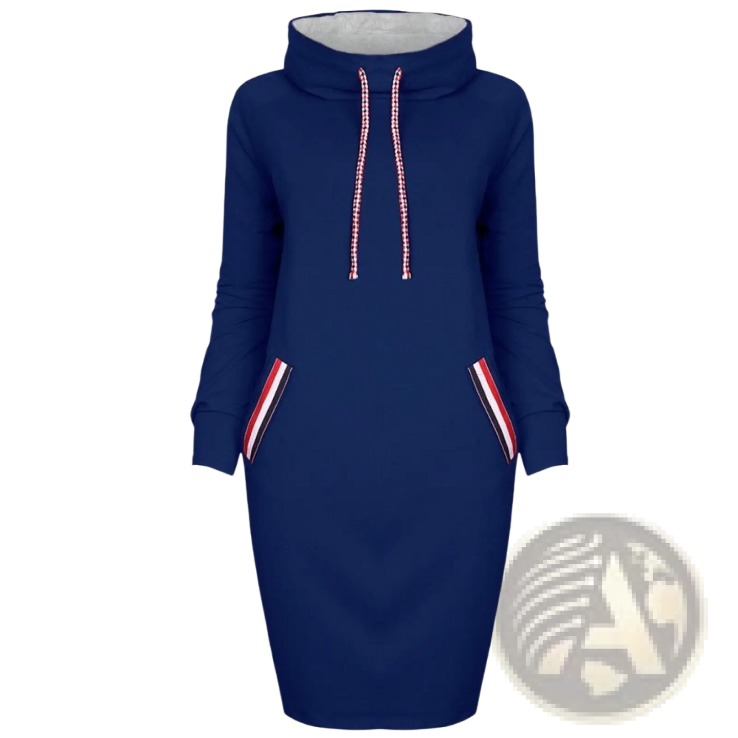 Women's Long Sleeve High Collar Hooded Midi Dress