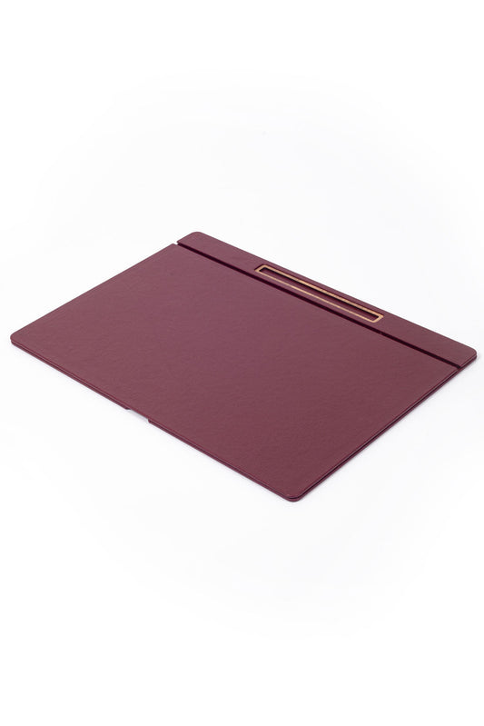 Leather Covered Desk Desk Claret Red Wood Detailed 50x35cm