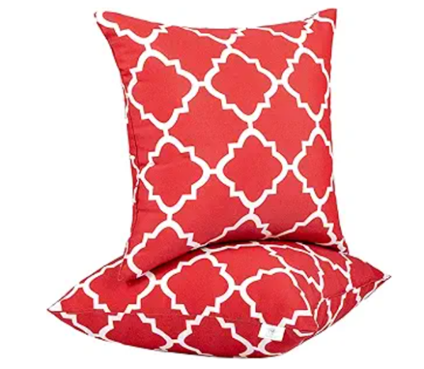 6 Pack Outdoor Pillow Covers - 18x18 Inch Red Trellis