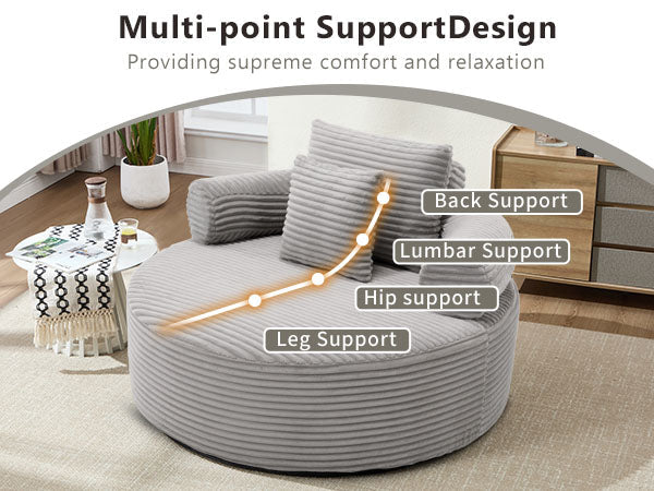 Round Sofa Bed with Memory Foam Sectional Couches