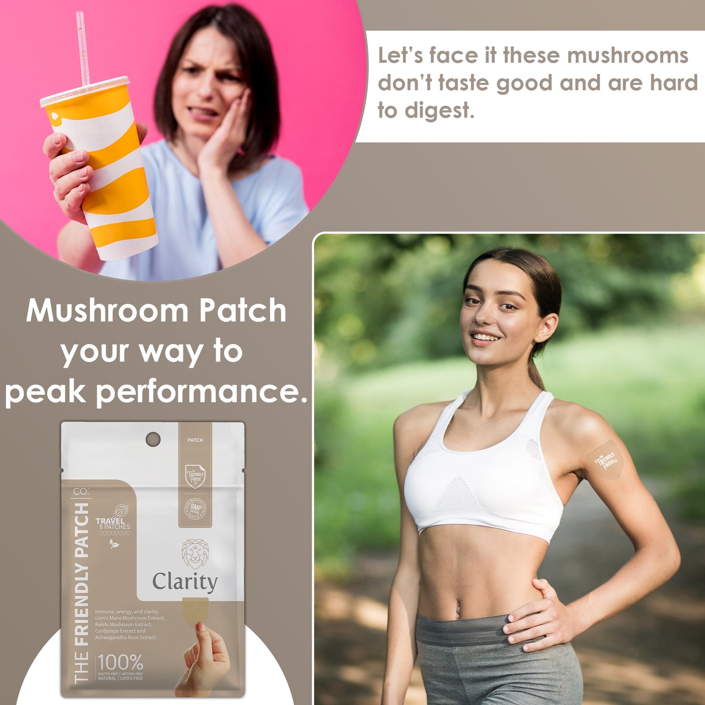 Clarity Focus Patch: Lions Mane Mushroom, Reishi Mushroom, and cordyceps 8 patches