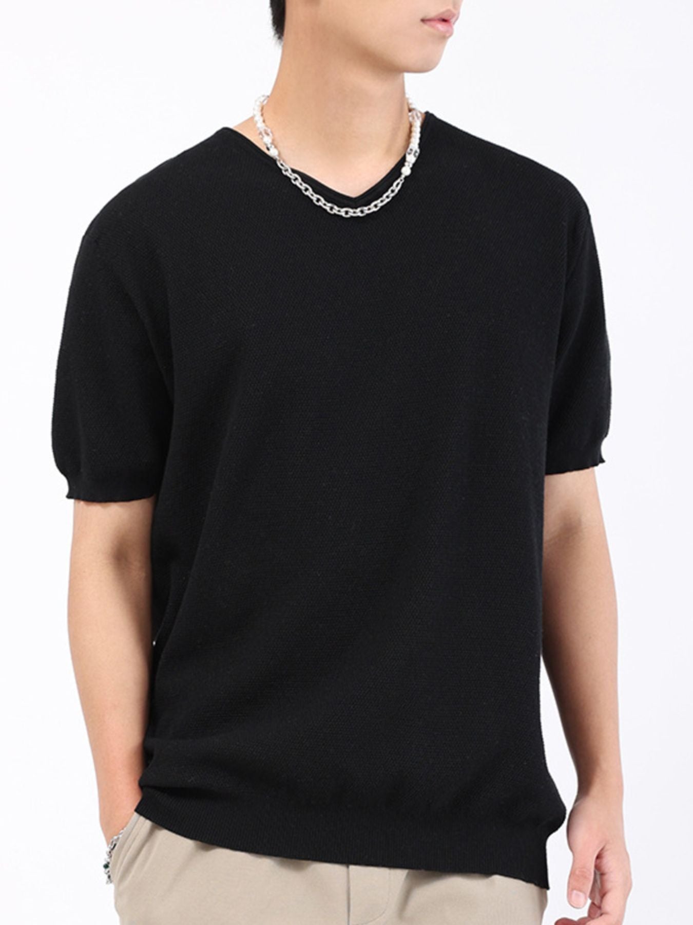 Men's Plus Size Casual Knit Short Sleeve T-Shirt