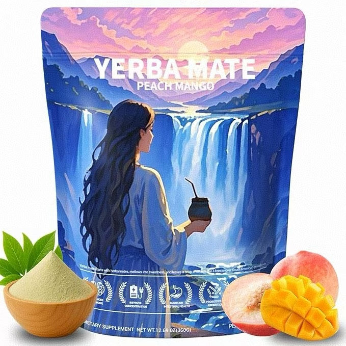Yerba Mate Peach Mango Tea - Super Calm Yerba Mate - Low Sugar Content, Clean Energy with No Crash - Stay Refreshed and Focused Throughout the Day - Ideal for Health Enthusiasts - 30 Servings