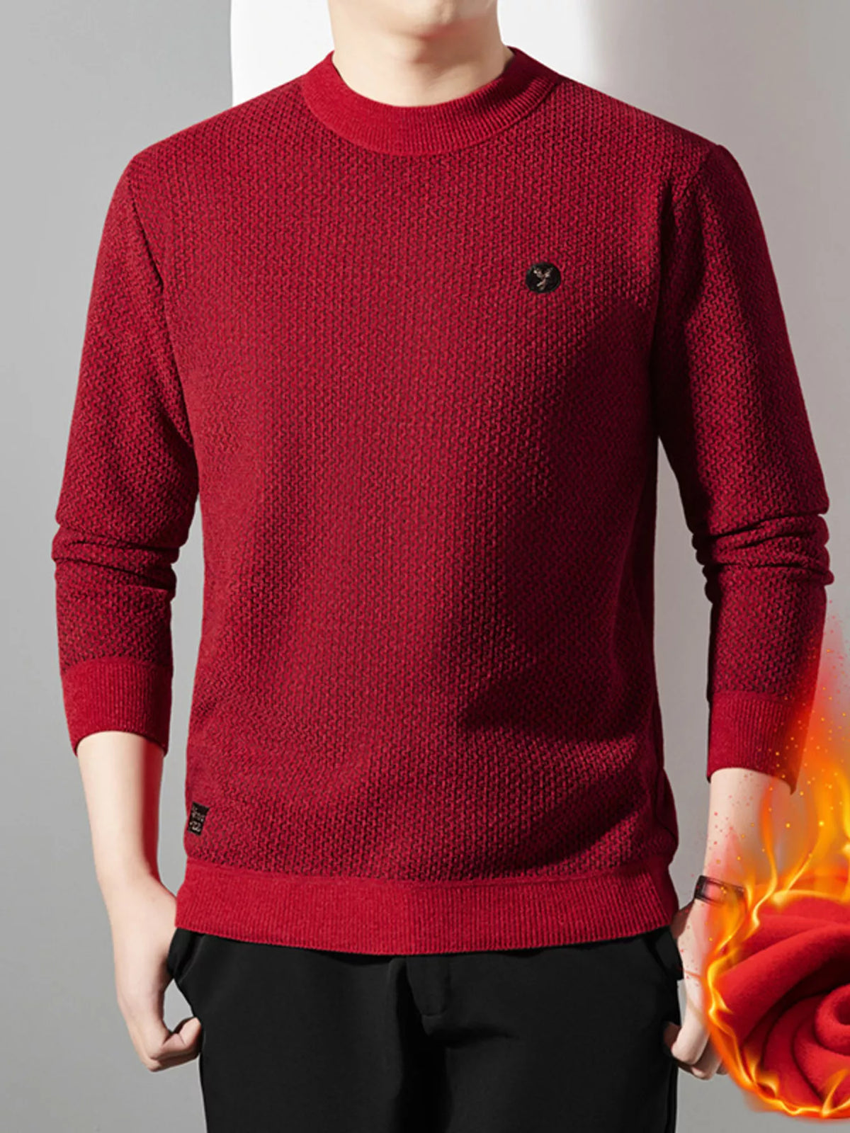 Men's Plus Size Textured Knit Mock Neck Sweater
