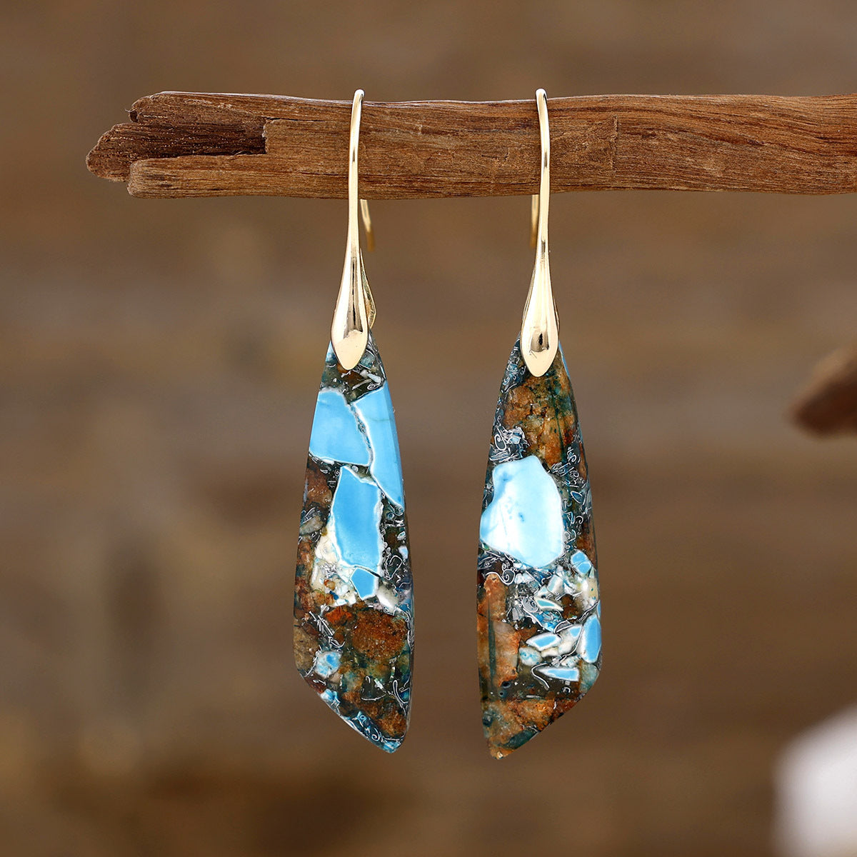 Bohemian Emperor Stone Geometric Pendant Earrings
