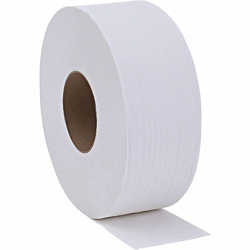 Genuine Joe® Jumbo Toilet Paper, 2-Ply, 650-ft. Rolls, 12 Rolls 2 Ply - 3.30" Width x 650 ft Length - 3 19/64" Core - White - 12 / Carton (GJO2565012)