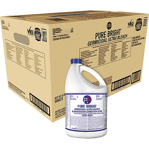 KIK Custom Pure Bright Germicidal Ultra Bleach For Multipurpose - Concentrate - 128 fl oz (4 quart) - Recommended For: Germs Remover - White - 6 / Carton (8635042CT)