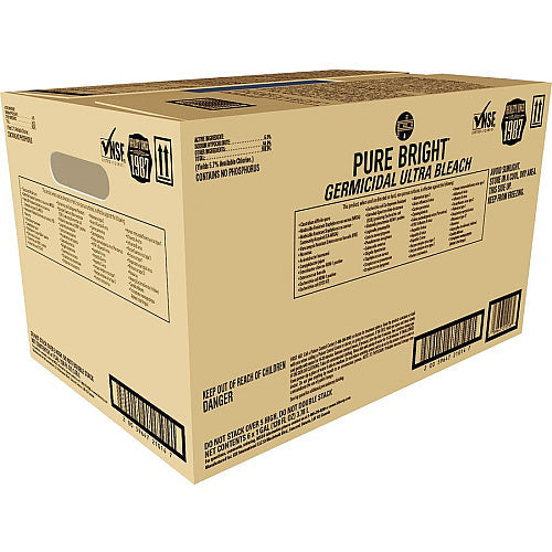 KIK Custom Pure Bright Germicidal Ultra Bleach For Multipurpose - Concentrate - 128 fl oz (4 quart) - Recommended For: Germs Remover - White - 6 / Carton (8635042CT)