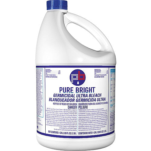 KIK Custom Pure Bright Germicidal Ultra Bleach For Multipurpose - Concentrate - 128 fl oz (4 quart) - Recommended For: Germs Remover - White - 6 / Carton (8635042CT)