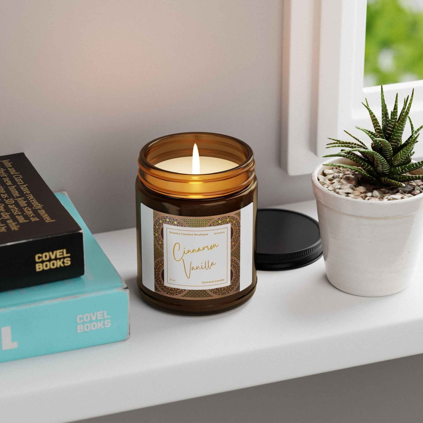 Cinnamon Vanilla Soy Candle – Hand-Poured Cozy Amber Jar