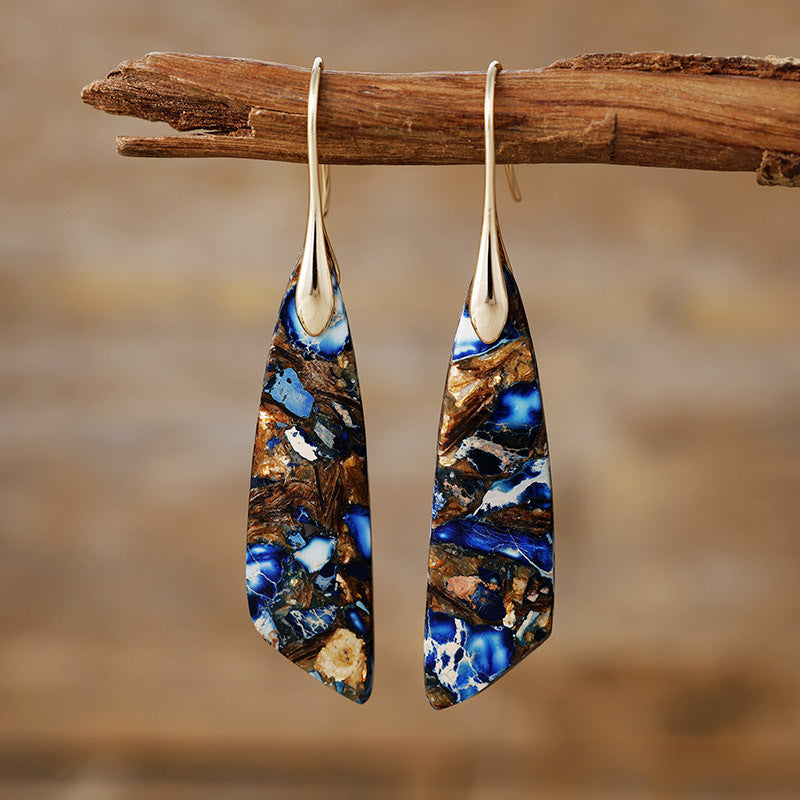 Bohemian Emperor Stone Geometric Pendant Earrings