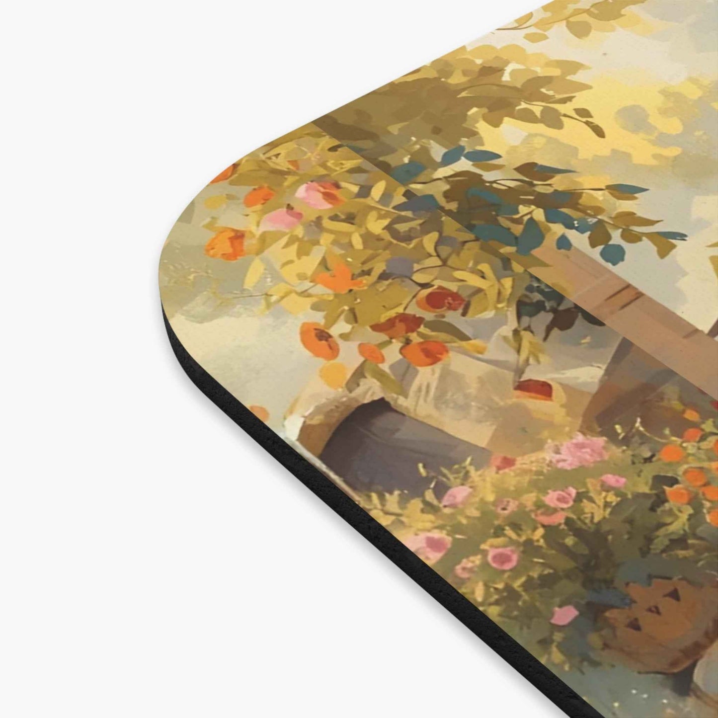Tuscan Garden Mouse Pad – Serene Waterfall Home Office Decor