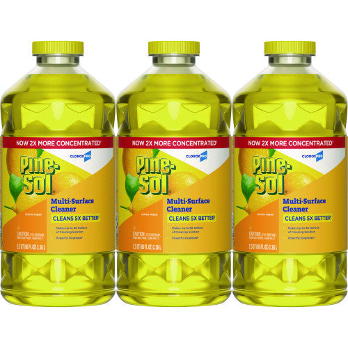 Pine-Sol CloroxPro Multi-Surface Cleaner Concentrated, Lemon Fresh Scent, 80 oz Bottle, 3/Carton (60607CT)